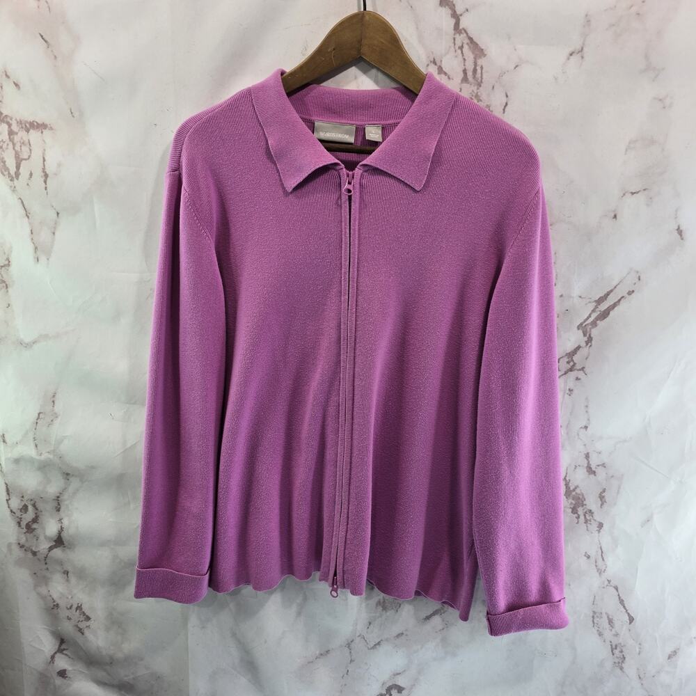 Nordstrom Cardigan Womens Large Pink Purple Mauve Sweater Zip Mock Collared